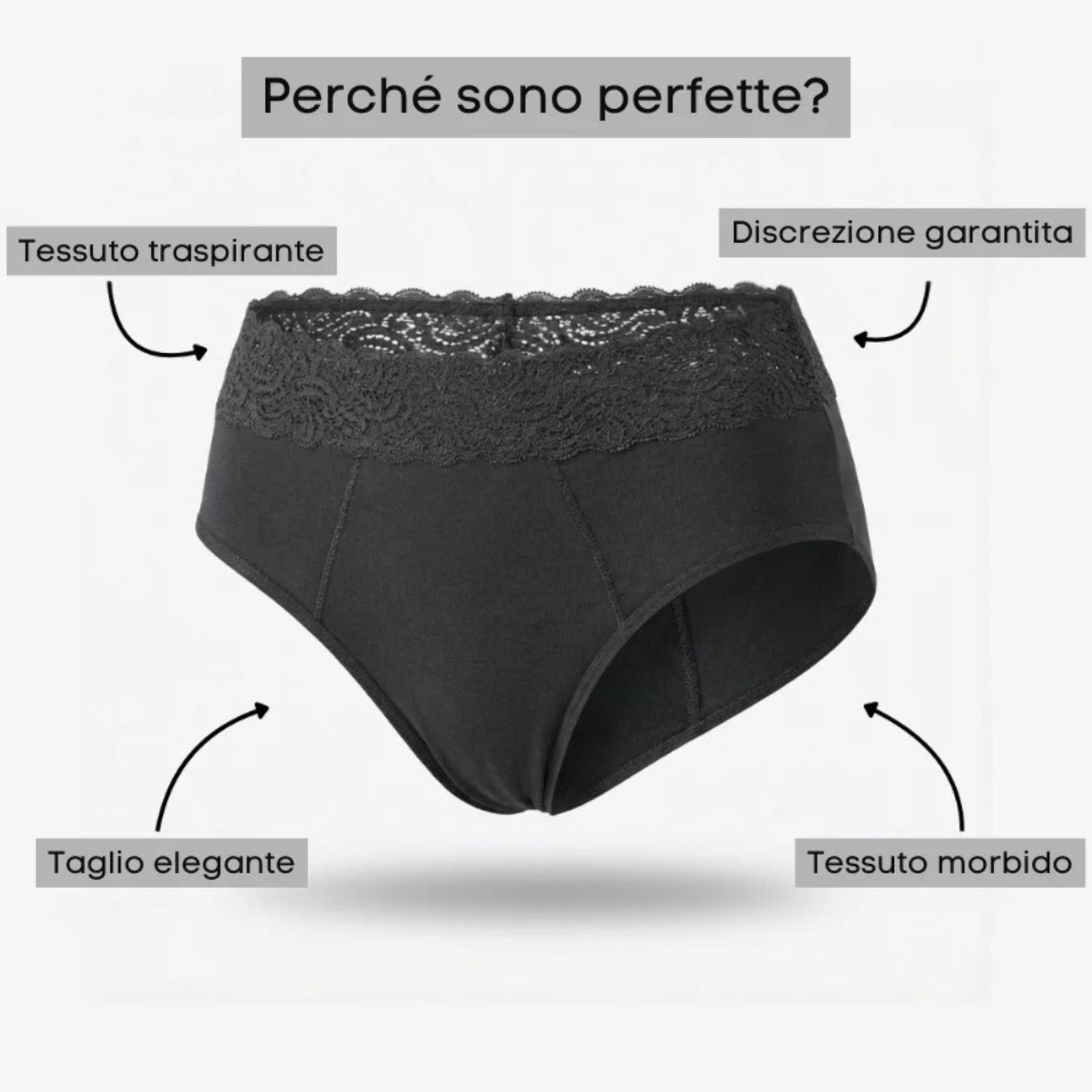 Slip anti-perdite in pizzo a vita alta